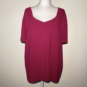 Cable & Gauge Women's Pink V Neck Sweater